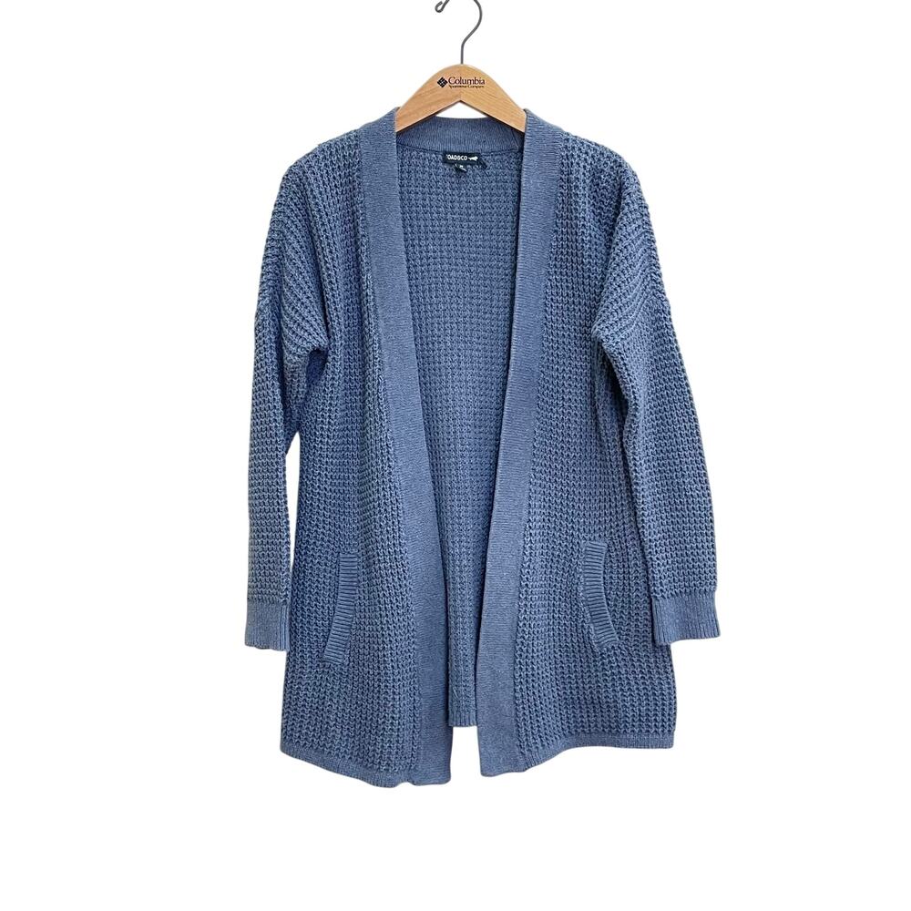 Toad & Co Slate Blue Organic Cotton Recycled Denim Cardigan Sweater Women's Sz M